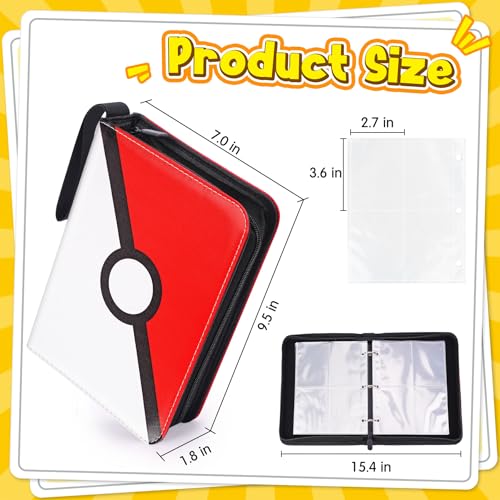 Card Binder with 4 Pockets, 400-Card Capacity, Waterproof PU Cover