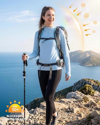 isnowood Women's UPF 50+ Light Blue Sun Hoodie XL UV Protection Fishing Hiking Shirt