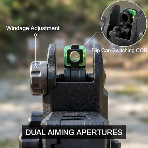 DOPETANE Flip Up Fiber Optic Sights for Rifle - Red & Green Polymer Backup Sights