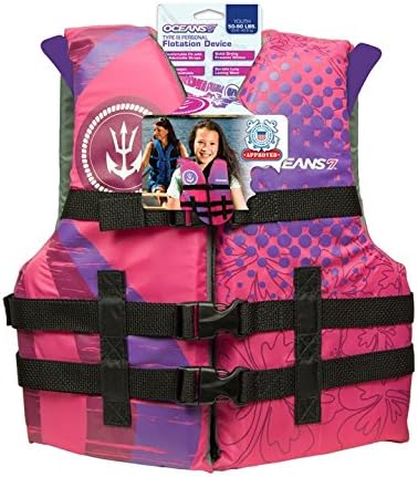 Oceans 7 Youth Life Jacket - US Coast Guard Approved Type III PFD in Pink | Safe & Stylish