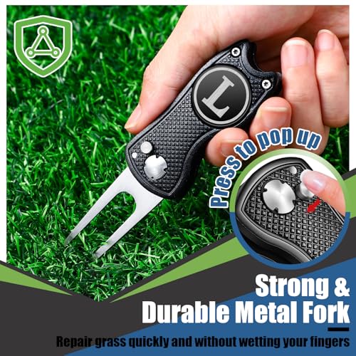 Sonwyoung Golf Divot Repair Tool with Letter L – Black Foldable Slot Ball Marker Gift