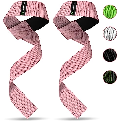 Weight Lifting Straps with Neoprene Padding - Pink