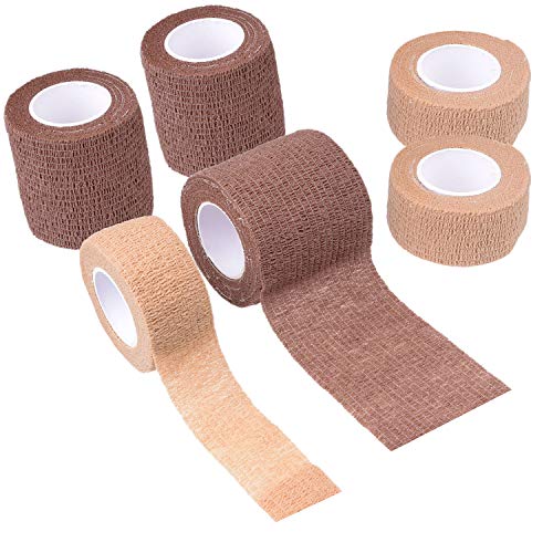 Self-Adhering Bandage Tape - 6 Pack, 1.97" & 0.98" - Light & Brown Skin