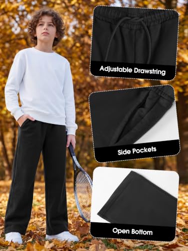 Cooraby Boys Baggy Fleece-Lined Sweatpants 13-14 Years, Black/Dark Grey/Gray/Light Grey, 7-16Y