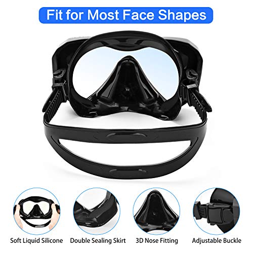 LUXPARD Adult Snorkel Set Black Coated Lens Dry Snorkel & Mask