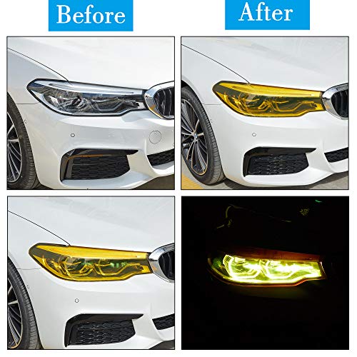 TOMALL 78.7'' x 12'' Orange Vinyl Film for Car Headlights Taillights Fog Lights - Self-Adhesive Decal