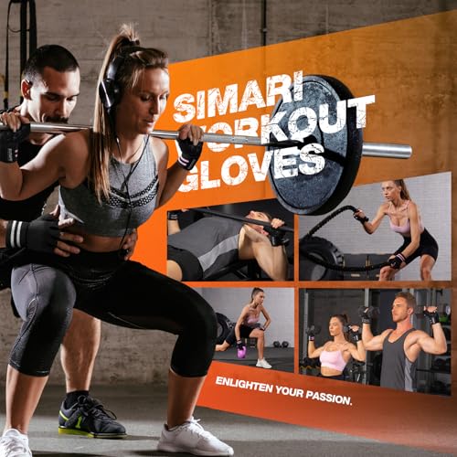 Red Large SIMARI Workout Gym Gloves with Wrist Support & Palm Grip for Men Women