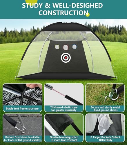 10x7FT Golf Practice Net with Tri-Turf Mat - All-Season