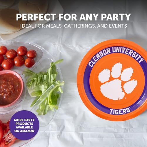 Clemson University Tigers 20-Count 9-Inch Paper Plates - Officially Licensed