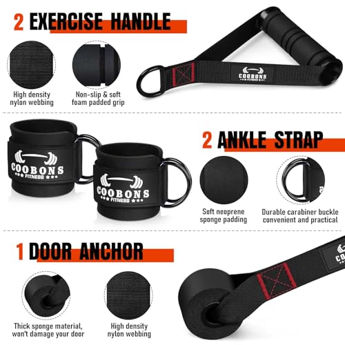 COOBONS FITNESS Heavy Resistance Bands 300LB with Handles - Black/Grey