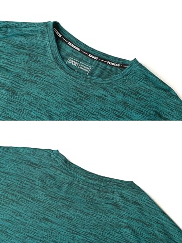Peakwell Women's Emerald Green Workout Top - Moisture Wicking Yoga T-Shirt, Large
