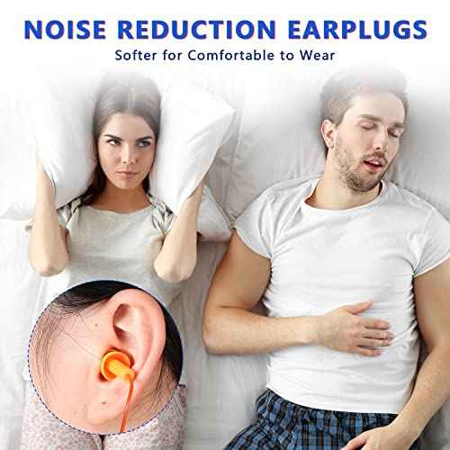 Xuhal 200 Pairs Corded Ear Plugs Bulk Silicone Earplugs Noise Reduction Ear Plugs with String Hearing Protection Reusable Earbuds for Adults Sleeping Swimming Noise Canceling
