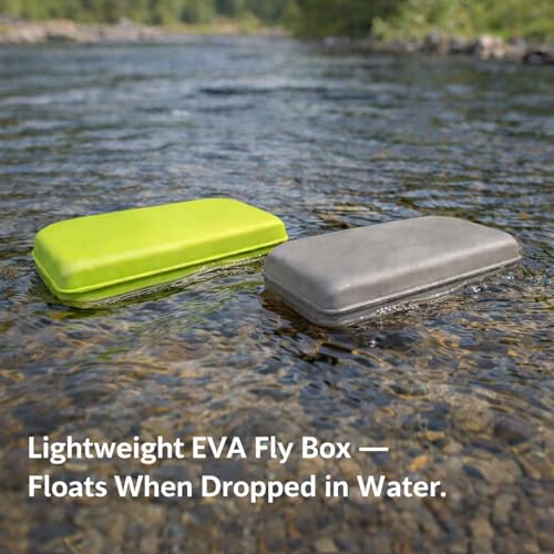 Aventik 2 Pack Green Fly Fishing Float Tackle Boxes with EVA Foam, Slim Waterproof Storage