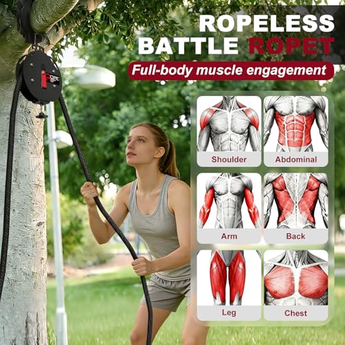 Portable Endless Rope Trainer with 14 FT Nylon Rope - Black-Red