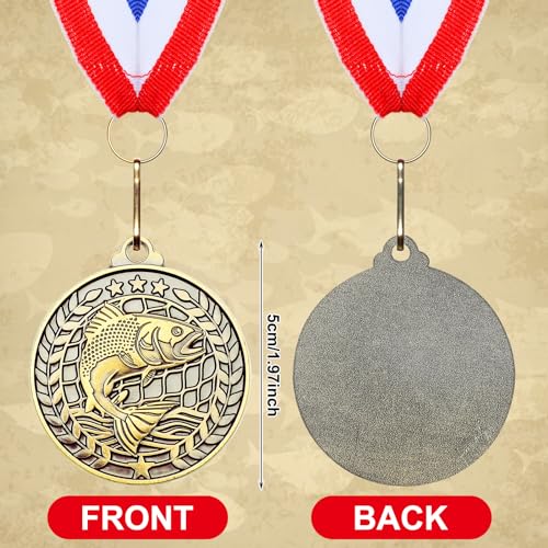 Fishing Medals - 30 Pcs Gold Trophy Award with Ribbons