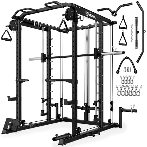 S1-V4 Smith Machine - 2000LBS Power Cage with Cable Crossover - Black
