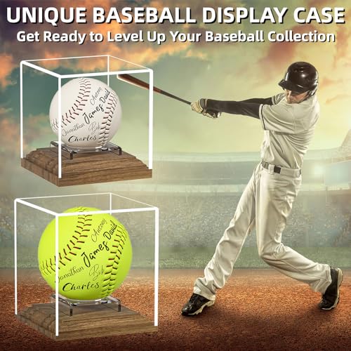 Baseball Display Case with Walnut Wood Base & Acrylic Holder
