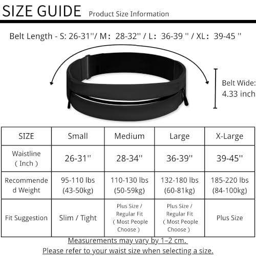 Heliosea Water-Resistant Running Belt for Men & Women Small Black Fanny Pack with 3 Zipper Pockets