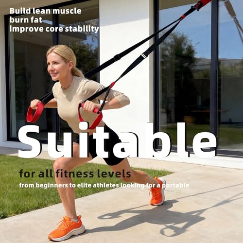 Portable Suspension Straps with Built-in Door Anchor for Bodyweight Workouts