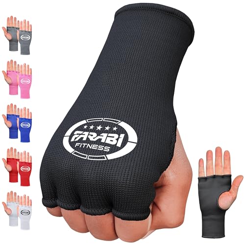 Boxing Hand Wraps - Half Finger Elasticated Inner Gloves - Small-Medium, Black