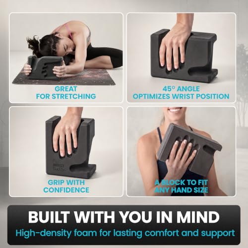 Yoga Blocks 2 Pack - High Density Non-Slip Hand-Shaped Design - Black