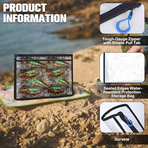 2 Pcs Water-Resistant Fishing Tackle Storage Bags - Medium 9" x 14.2"