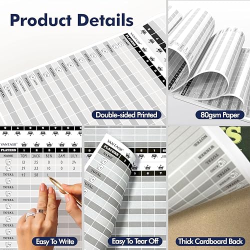 Score Pad for 8 Players - 90 Sheets, Crowns Design