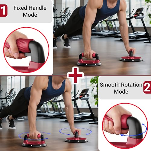 Rotating Push Up Bars with Non-Slip Grip - Red