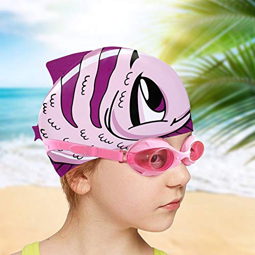 Kids Swimming Critter Cap - Purple Fish