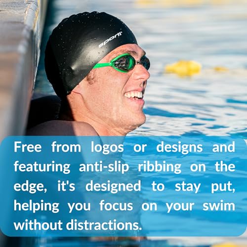 Latex Swim Cap - Unisex Hair Protector with Anti-Slip Ribbing - White