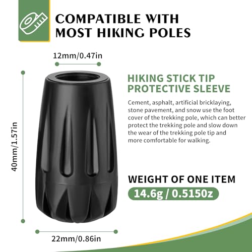 Universal Replacement Rubber Tips for Trekking Poles - Set of 6