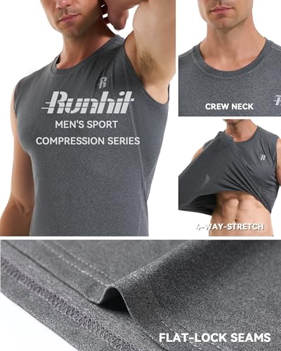 Men's Sleeveless Compression Shirt - 3X-Large Grey