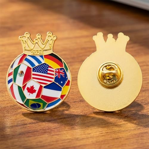 2026 Soccer Commemorative Pin with Display Case - Gold Crowned Design