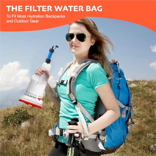 VANPET 2L Collapsible Water Bag for Camping & Hiking - BPA Free, TPU Material, Includes 1 Pc