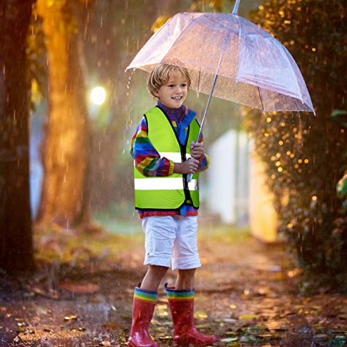 Unittype 10 Pcs Kids Safety Vest Bulk High Visibility Reflective Neon Traffic Vest with Zipper for Aged 3-10 Children