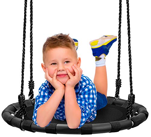 Sorbus Saucer Swing 24 Inch Heavy-Duty Outdoor Kid’s Spinner Swing Black