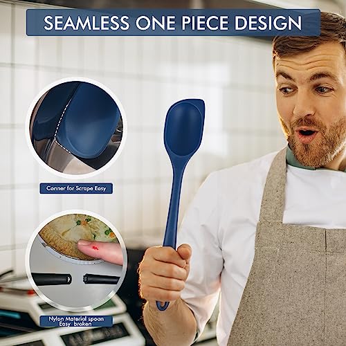 Silicone Cooking Spoon Set - 12.5 Inch Blue, Heat Resistant