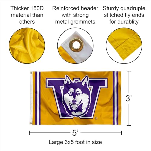 Washington Huskies College Banner Flag 3x5 Vintage Retro University Flag