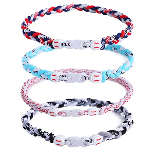 Baseball Necklaces for Boys - 3 Braided Rope Titanium Accessories