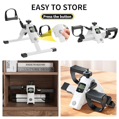 Under Desk Bike Pedal Exerciser with LCD Display - White