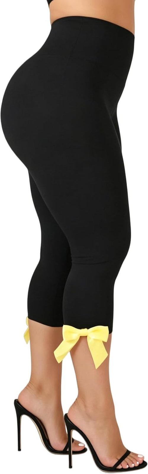 KMBANGI Women’s Skinny Capri Leggings - Sexy Stretchy Slim Fit Cropped Trousers | Bow Tie Design