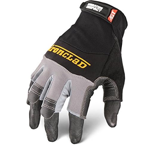 Ironclad mens Work Glove MACH 5 VIBRATION IMPACT, Black and Grey, Large Pack of 1 US