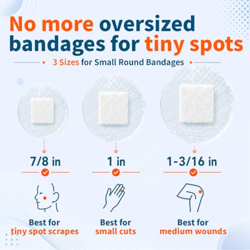 Clear Round Bandages - 100 Count, 3 Sizes for Small Wounds