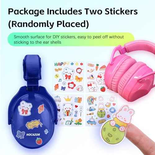 2 Pack HZ015 Kids Ear Protection Safety Earmuffs Durable Noise Cancelling Headphones, full pink+navy blue