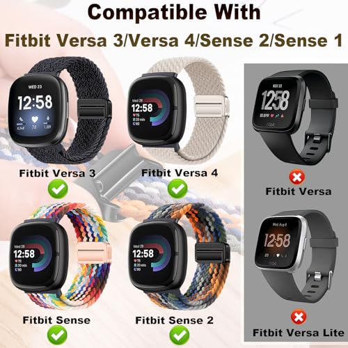 Braided Magnetic Bands for Fitbit Versa 4/3 & Sense 2/1 - Black