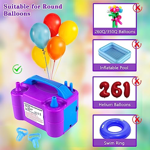 Purple Electric Balloon Pump for Decorations, Party & Events - 600W, Dual Nozzle