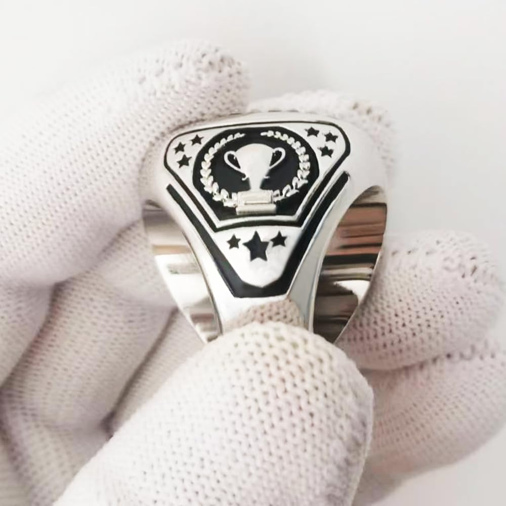 ZZXZJW 12 Pcs Basketball Championship Ring Trophy Award Gift Tournament Championship Ring Winner Tournament Team, from Size 8 to 11, (Silver, Size 7)