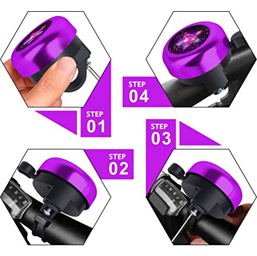 Kids Aluminum Bike Bell - Cute Purple Star Design, Clear Sound