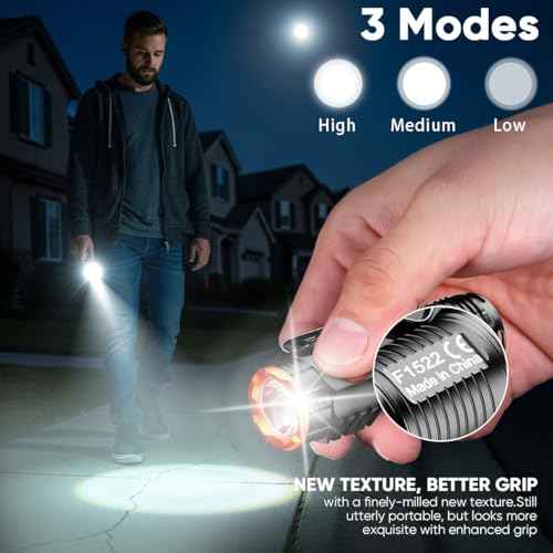 2 Pack EDC Flashlight, Led Rechargeable Mini Pocket Light with Clip, High Lumens Ultra Bright Compact Flashlights with Magnetic for Camping Hiking Outdoor Emergency Use Waterproof