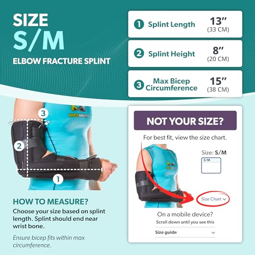 BraceAbility Elbow Immobilizer Brace - Small/Medium, Removable Cast & Support